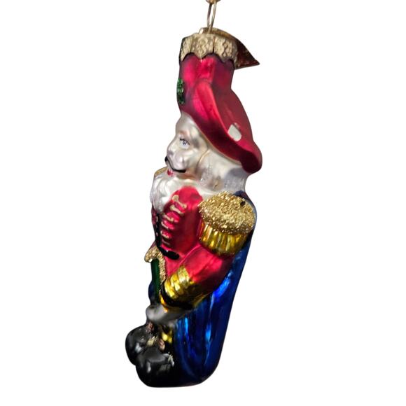 Christopher Radko Nutcracker Ornament Red Blue Gold 3” Glass Poland Paint Chips - Picture 2 of 6